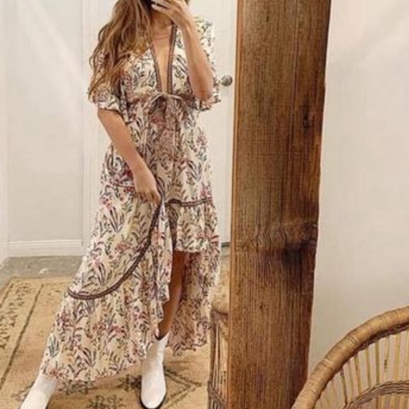 New Boho Summer Floral Hi Low Open Back Dress - Picture 7 of 12